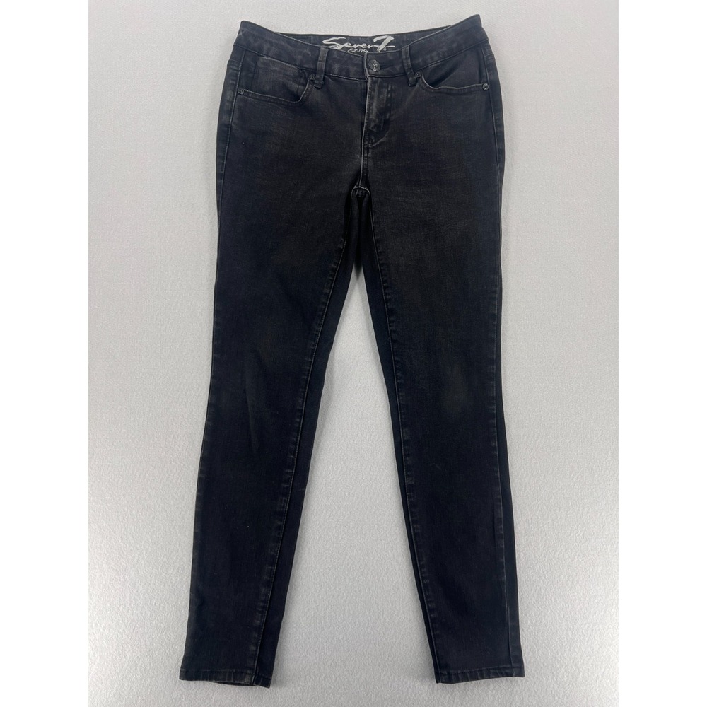 Seven7 Womens Skinny Jeans Size 6 Black Stretch Mid Rise Denim Dark Wash